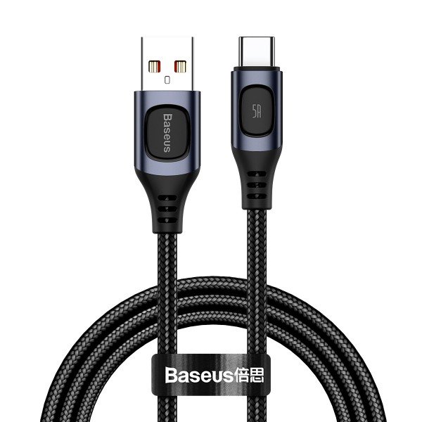 Baseus greito krovimo USB-C kabelis juodas 1m 5A