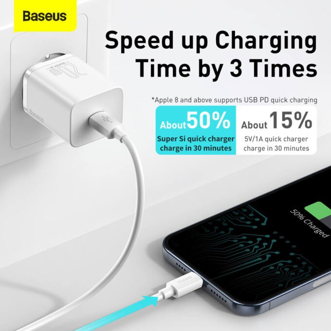 Baseus įkroviklis Super Si 20w su lightning laidu